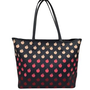 Kate Spade‎ New York Apple Print Tote Bag Black Red Pink